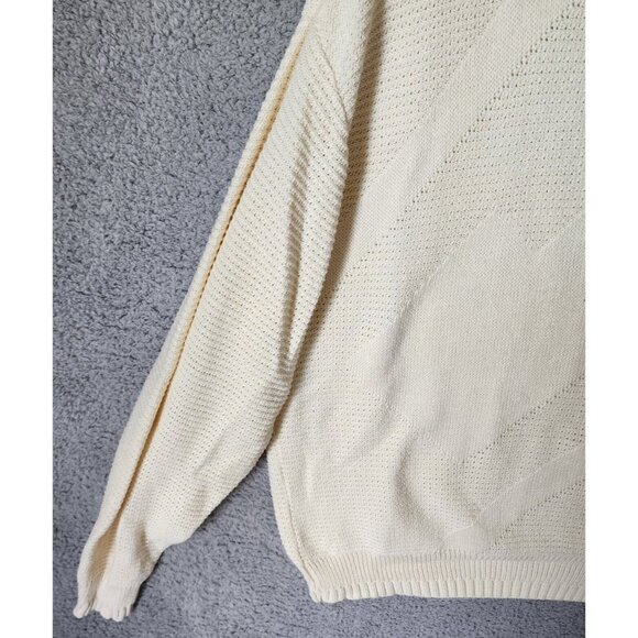 VTG Winona Knits Beige Knit Crewneck Pullover Sweater Size M 100% Combed Cotton - Picture 6 of 15